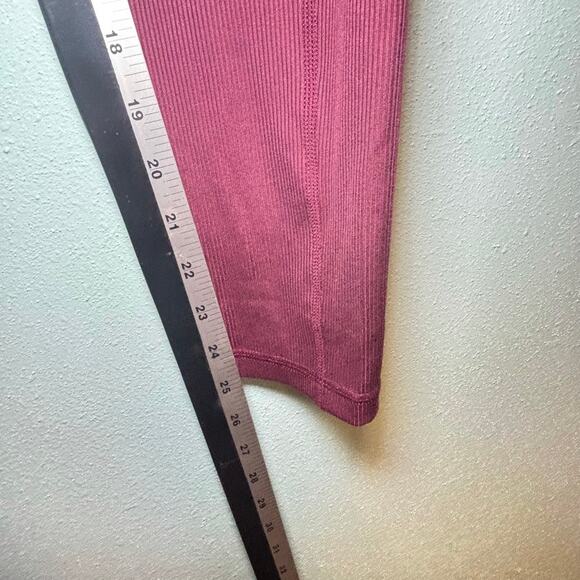 Lukka Lux Womens Ribbed Leggings Medium Burgundy Side Pockets Athletic - Picture 9 of 10